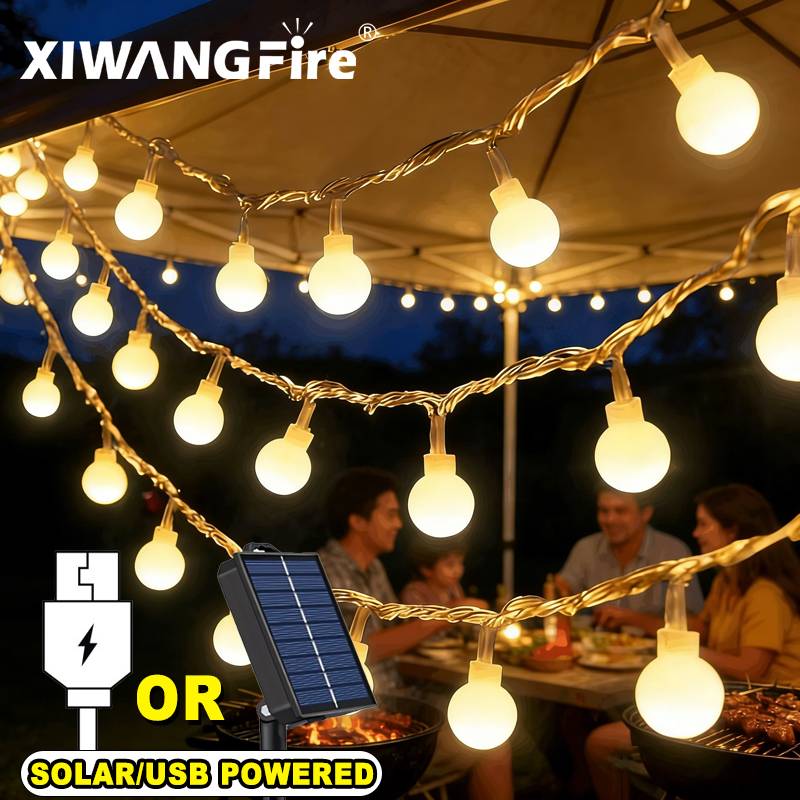 Lighting Decoration Outdoor - 3-10M 태양광/USB/배터리 스트링 조명, 요정 글로브