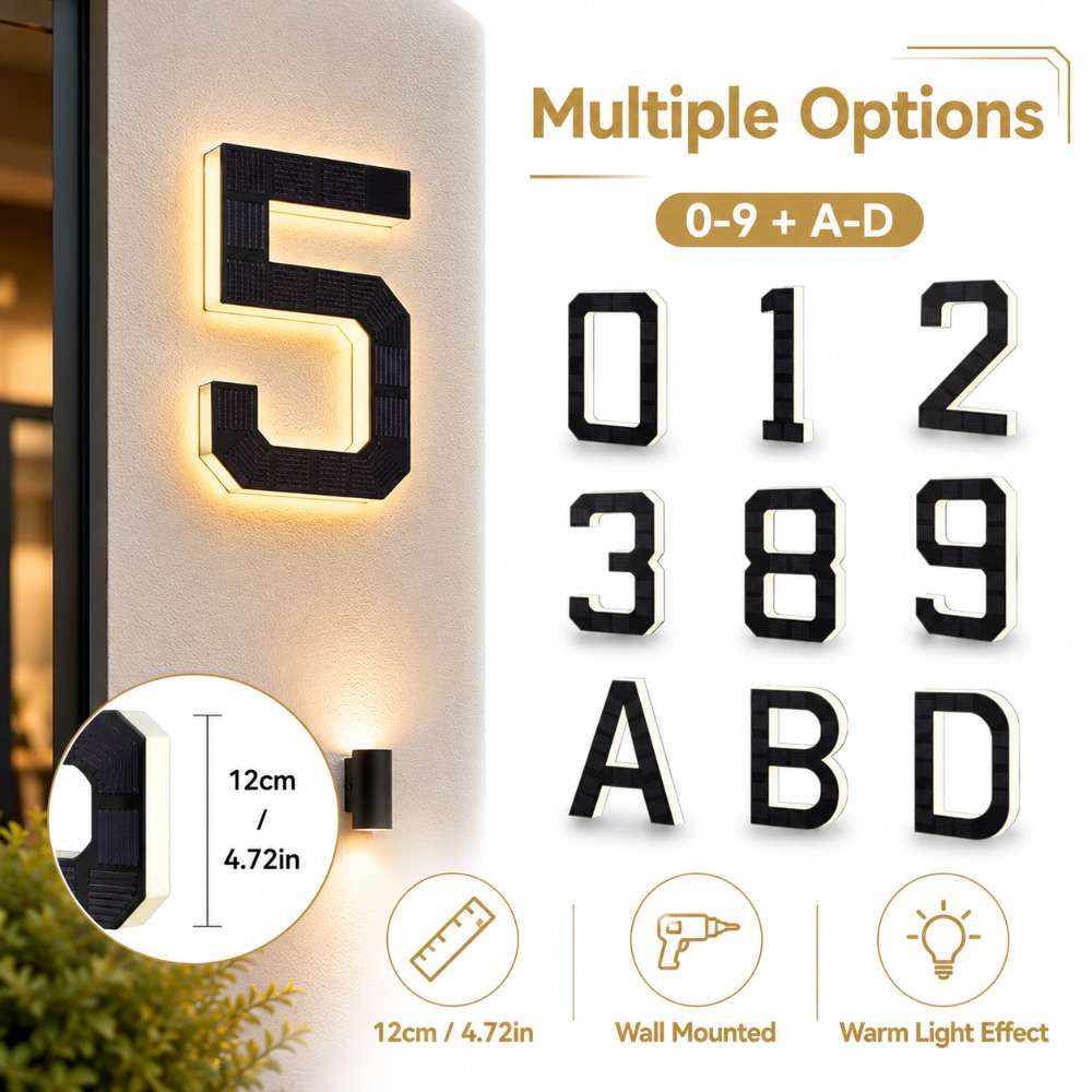 Decor Lighting Address - 태양광 LED 집 번호 표시등 방수