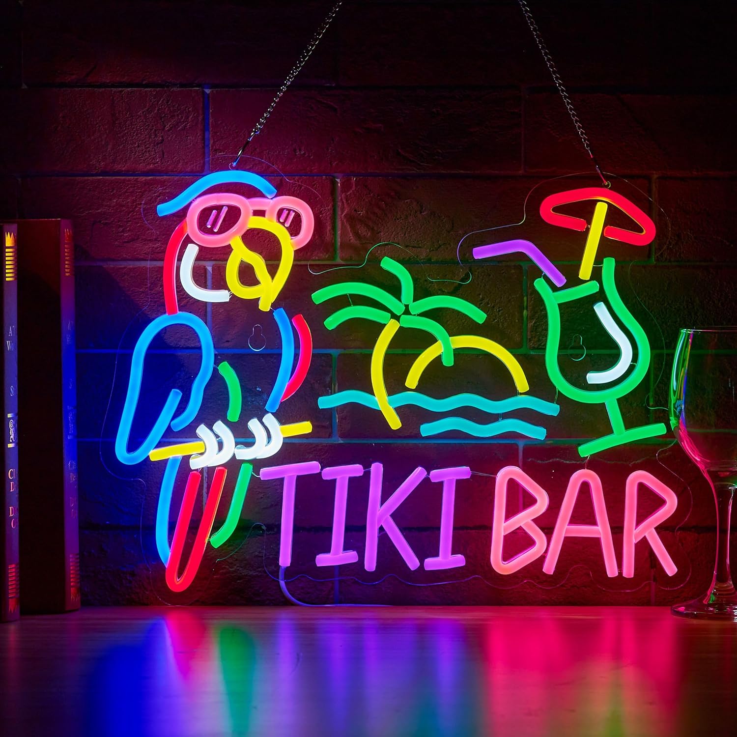 Led Lighting Wall Decor - 티키 바 앵무새 야자수 네온사인 비즈니스