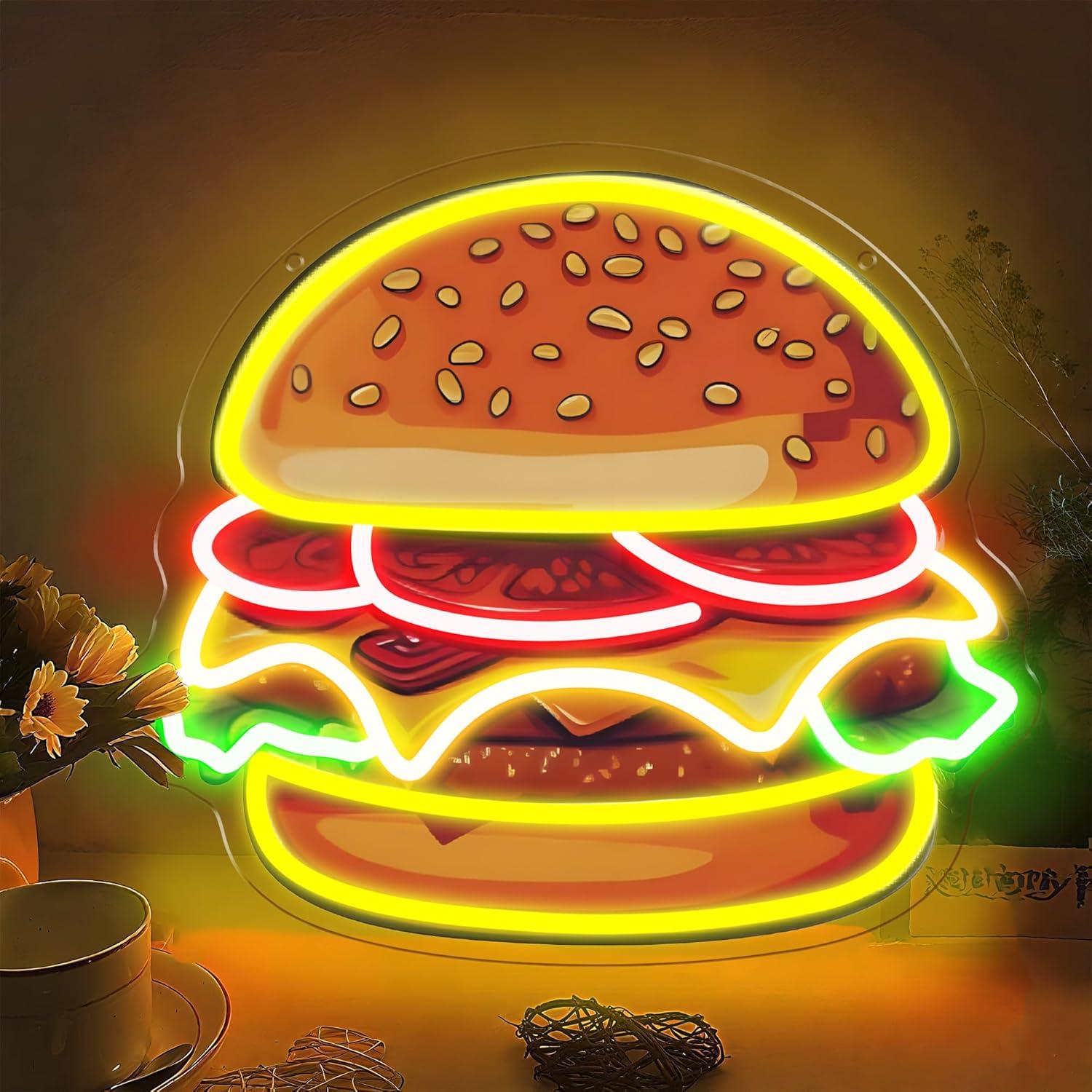 Led Lighting Wall Decor - 버거 네온사인 LED 햄버거 벽등 레스토랑