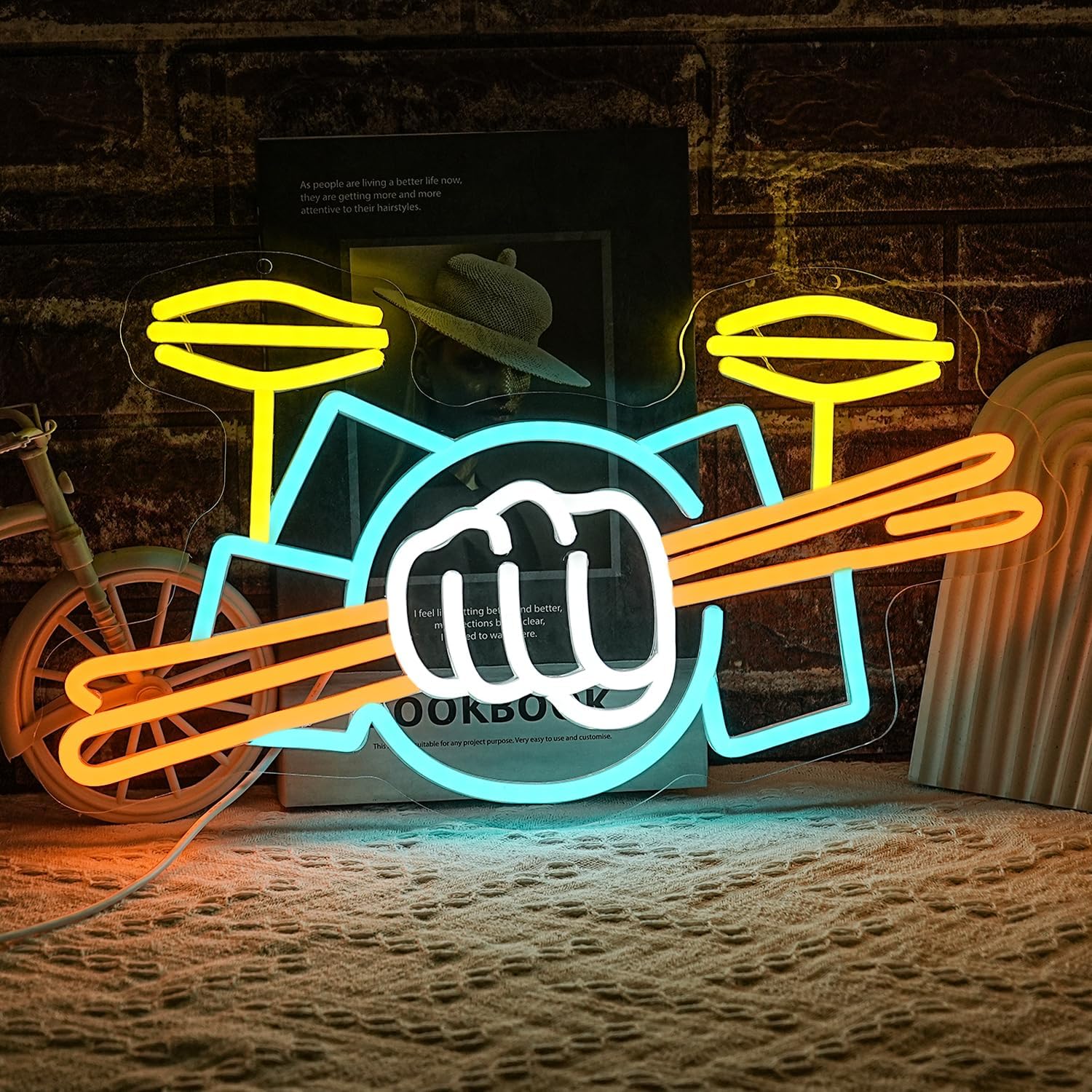 드럼 세트 네온사인 USB 전원 악기 LED 네온 조명 - Led Lighting Wall Decor 리뷰 및 가격