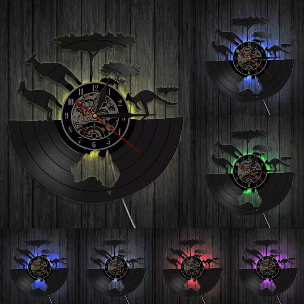 호주 캥거루 비닐 레코드 벽시계 지도 실루엣 LED 백 - Decor Lighting Australia 리뷰 및 가격