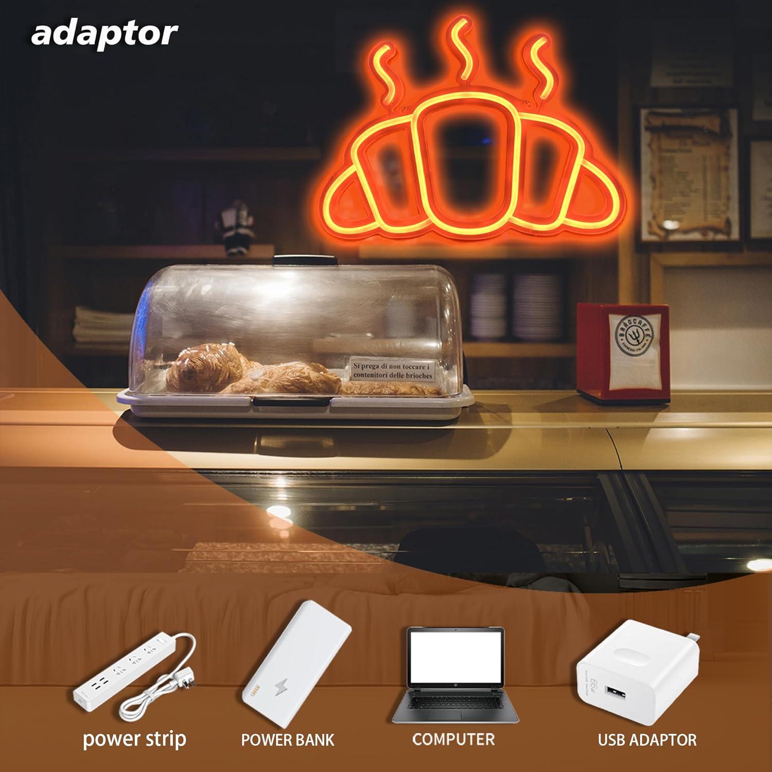 크로와상 네온 사인 USB 전원 디밍 가능 빵 네온 조 - Kitchen Decor Lighting 리뷰 및 가격