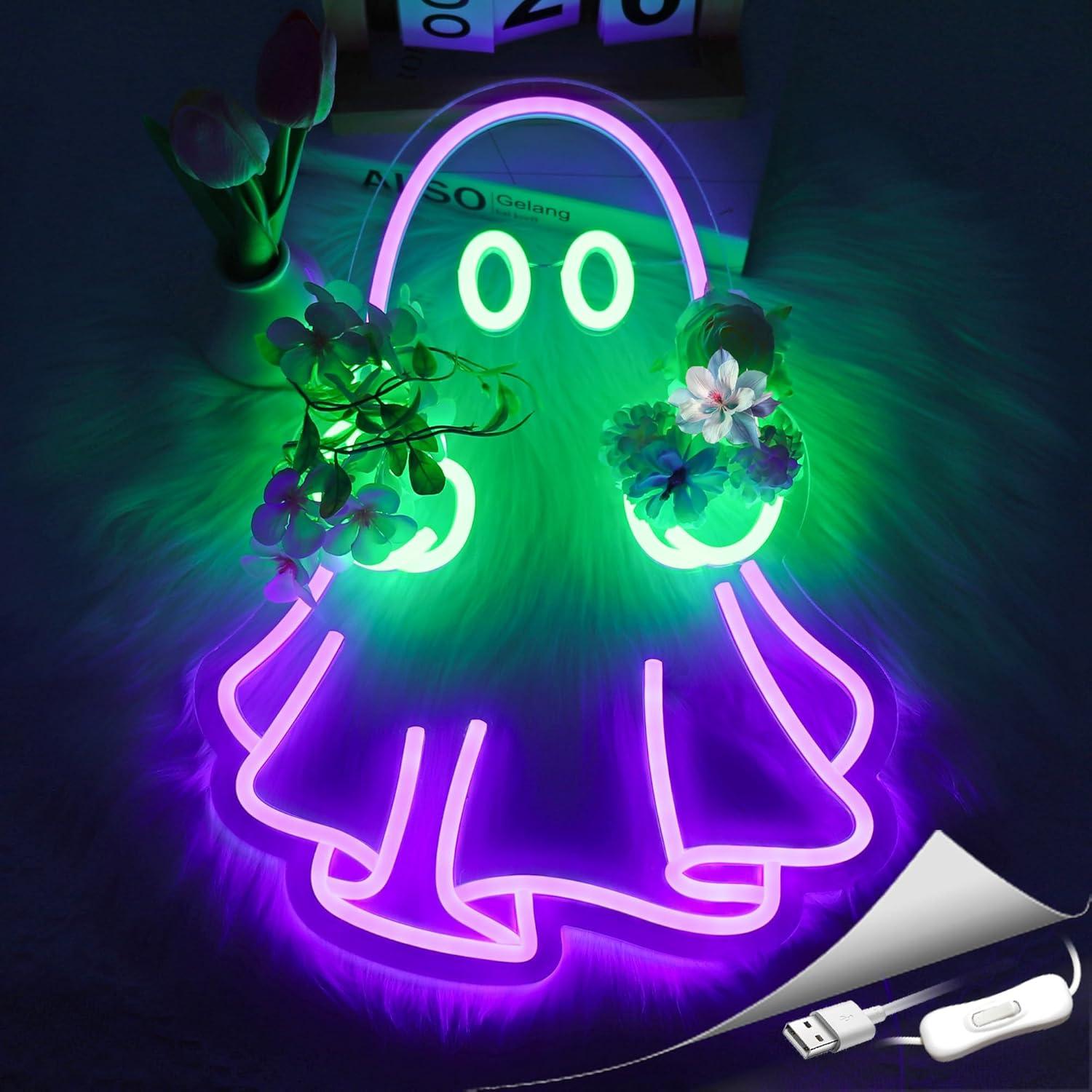 유령 네온사인 USB 전원 LED 디밍 가능 네온 조명 - Led Lighting Wall Decor 리뷰 및 가격