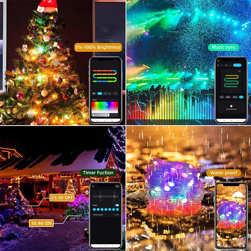 Dreamcolor 크리스마스 조명 스트링 BT 음악, - Decor Lighting Address 리뷰 및 가격