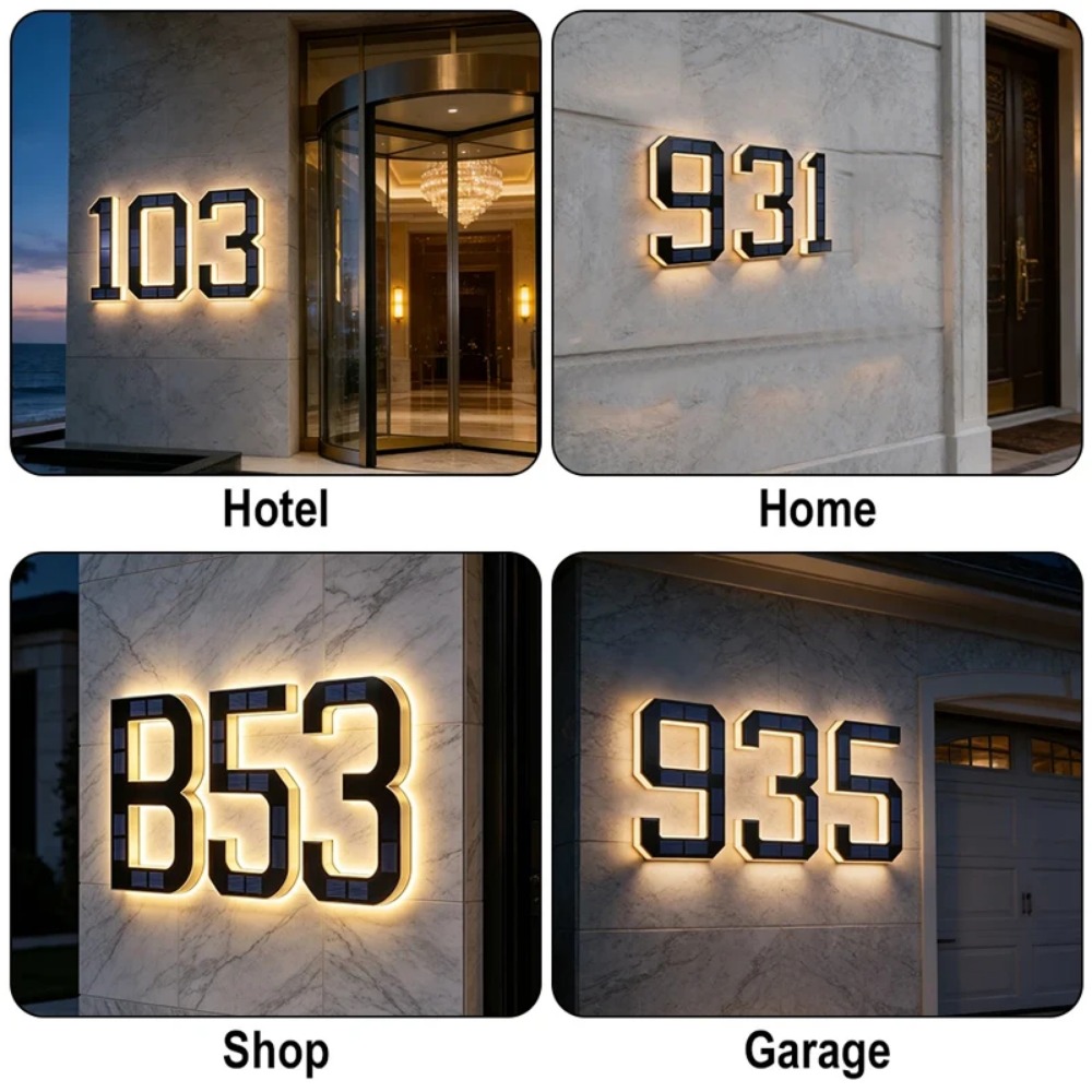 방수 태양광 주택 번호 표시등 LED 주소 표시판, 자 - Decor Lighting Address 리뷰 및 가격