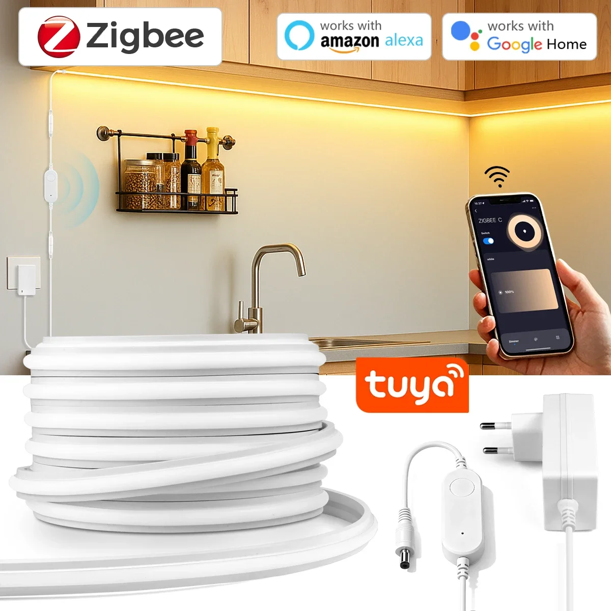 Zigbee 3.0 24V 네온 LED 스트립 라이트  - Kitchen Decor Lighting 리뷰 및 가격