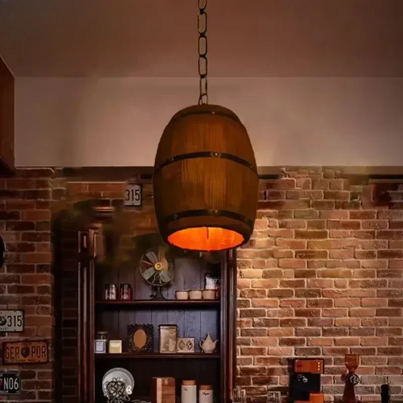 소박한 빈티지 샹들리에 나무 펜던트 조명 와인 배럴 행 - Lighting Decor In Room 리뷰 및 가격