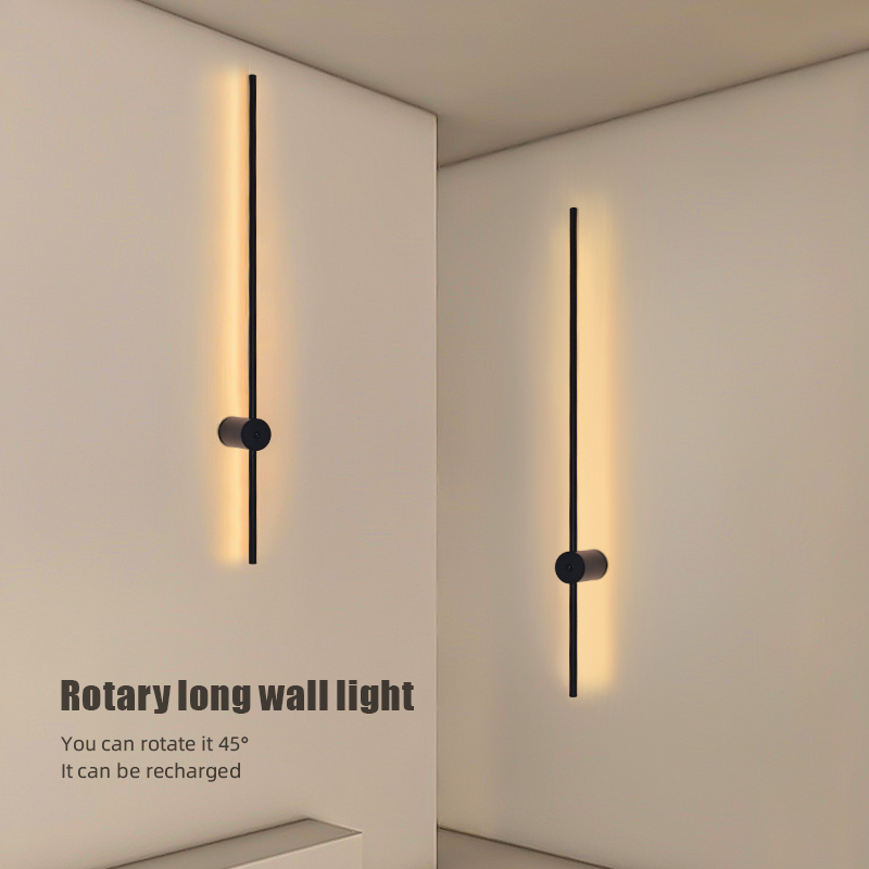 현대적인 충전식 LED 벽등 블랙 알루미늄 바디 선형  - Led Lighting Wall Decor 리뷰 및 가격