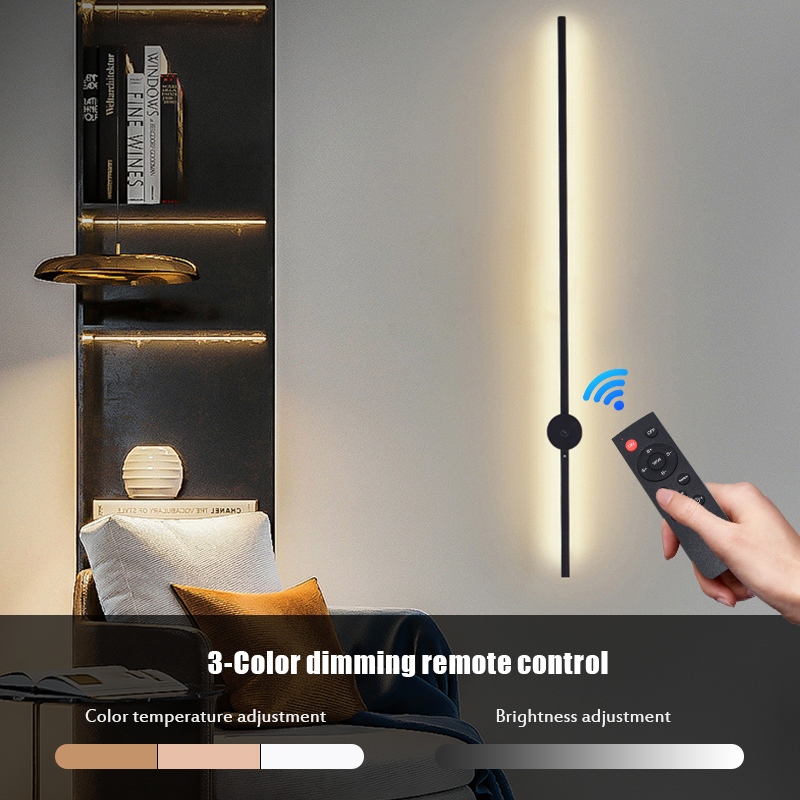 현대적인 충전식 LED 벽등 블랙 알루미늄 바디 선형  - Led Lighting Wall Decor 리뷰 및 가격