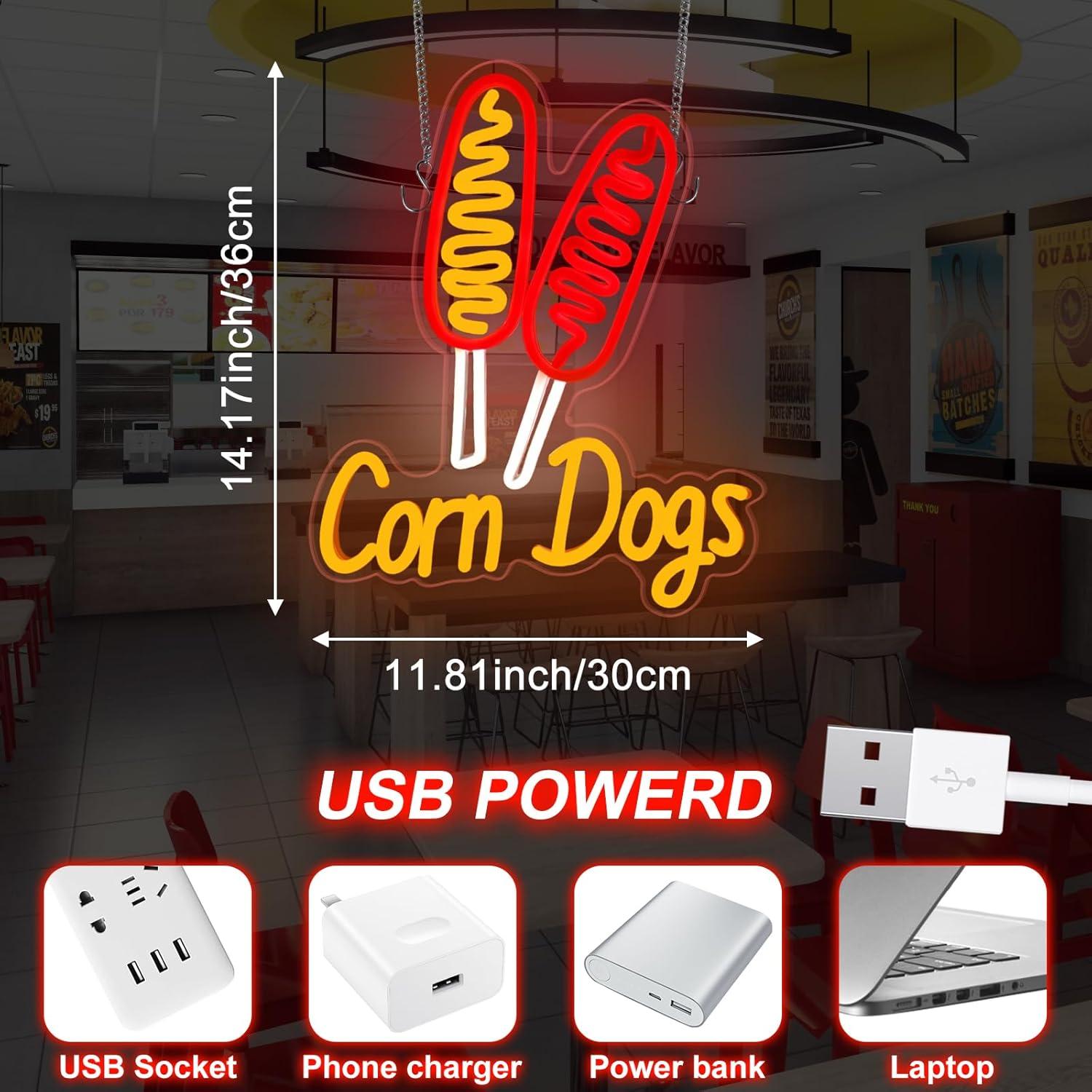 옥수수 도그 네온사인 간식 USB 디밍 가능 LED 네 - Led Lighting Wall Decor 리뷰 및 가격