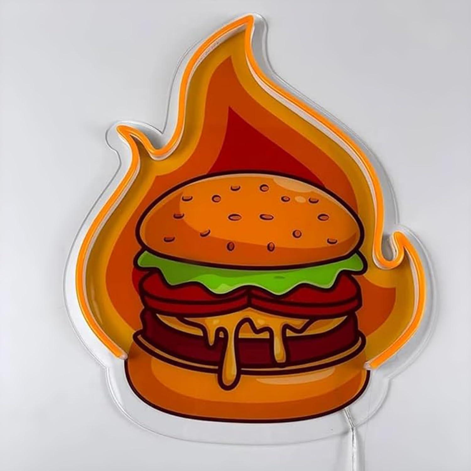 버거 네온사인 LED 햄버거 벽등 레스토랑 바 주방 패 - Led Lighting Wall Decor 리뷰 및 가격