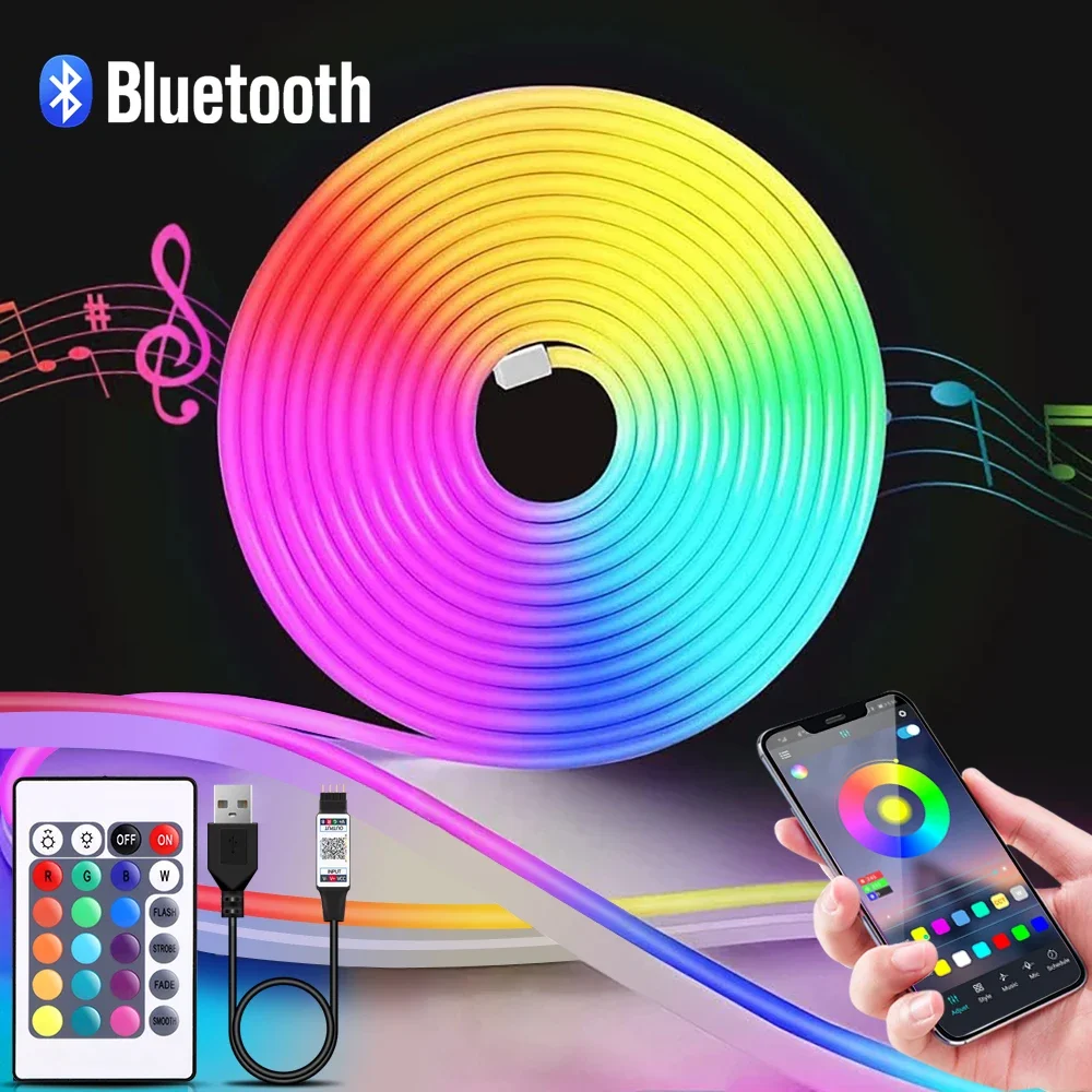 1-5m RGB LED 네온 스트립 라이트 5V USB - Lighting Decor In Room 리뷰 및 가격